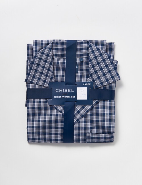 Chisel Woven Check Short PJ Set, Blue, Grey & White product photo View 05 L