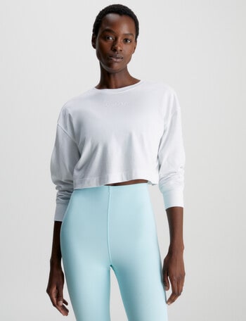 Calvin Klein Cropped Long Sleeve Tee, Bright White product photo