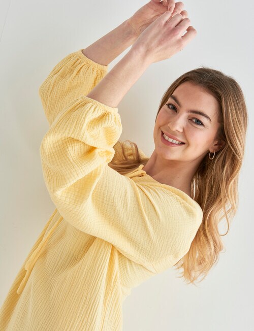 Zest Long Sleeve Cheesecloth Dress, Lemon Drop Dresses