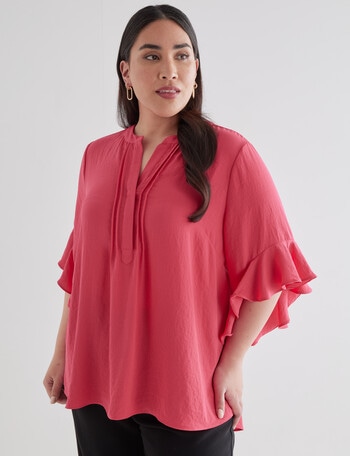 Studio Curve Collection Pintuck Flutter Sleeve Top, Fuchsia product photo