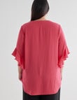 Studio Curve Collection Pintuck Flutter Sleeve Top, Fuchsia product photo View 02 S