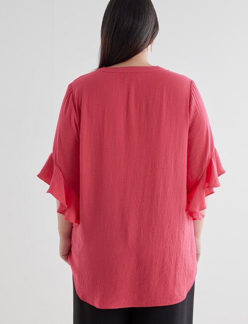 Studio Curve Collection Pintuck Flutter Sleeve Top, Fuchsia product photo View 02 L