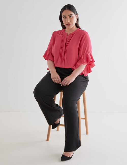 Studio Curve Collection Pintuck Flutter Sleeve Top, Fuchsia product photo View 03 L