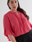 Studio Curve Collection Pintuck Flutter Sleeve Top, Fuchsia product photo View 04 S