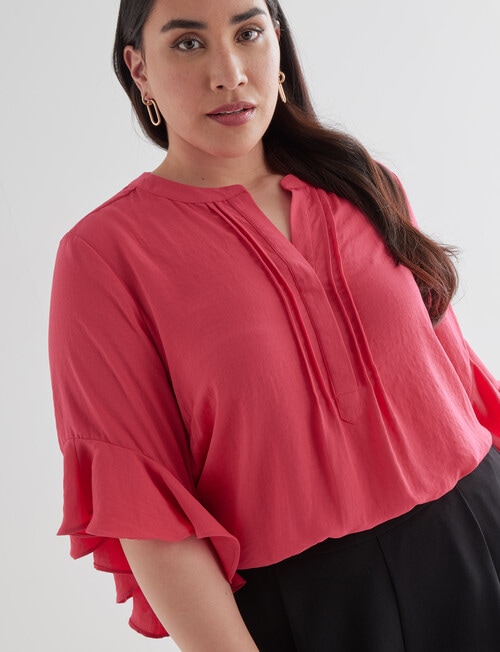 Studio Curve Collection Pintuck Flutter Sleeve Top, Fuchsia product photo View 04 L
