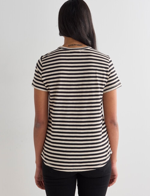 Zest Stripe Organic Cotton Short Sleeve Tee, Black & Natural product photo View 02 L