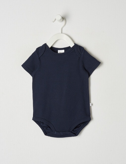 Teeny Weeny Rib Short Sleeve Bodysuit, Navy product photo