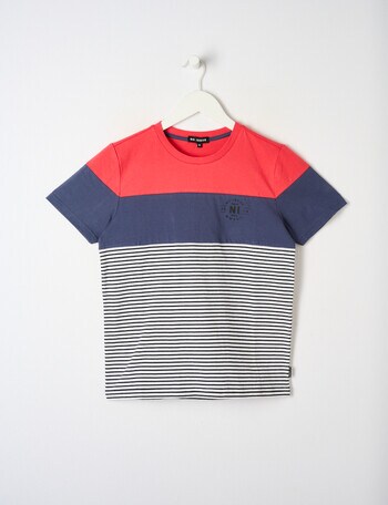 No Issue Stripe Colour-block Short Sleeve Tee, Red product photo