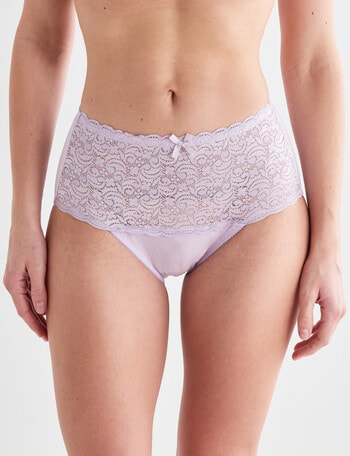 Lyric Cotton & Lace Top, Full Brief, Thistle product photo