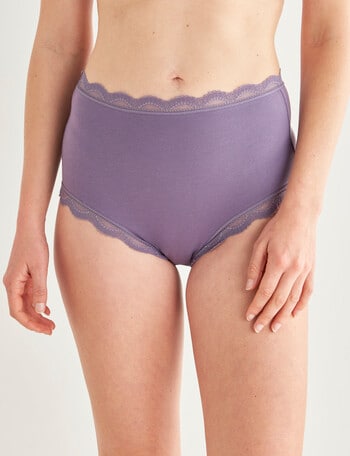 Lyric Cotton Sia Lace Trim Full Brief, Purple Sage product photo