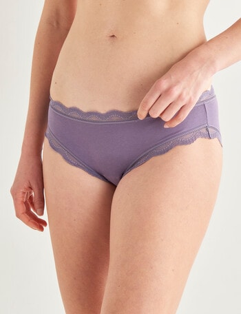 Lyric Cotton Sia Lace Trim Bikini Brief, Purple Sage product photo