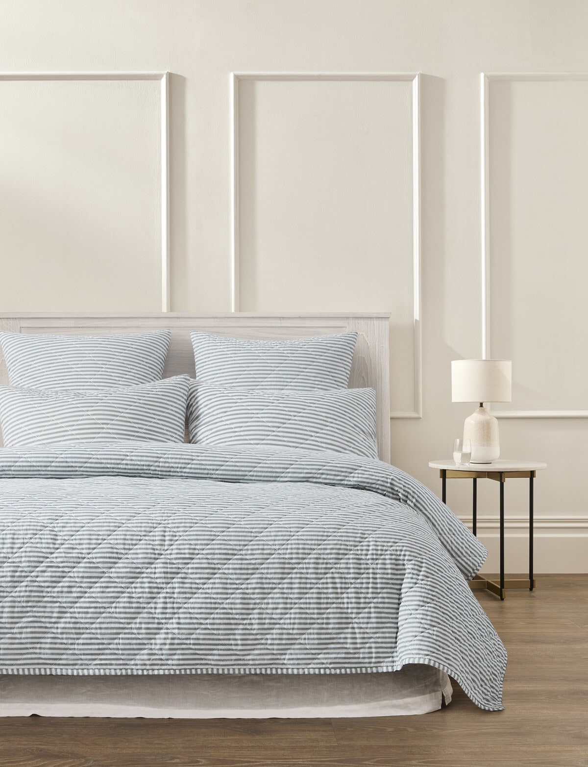 Kate Reed Heritage Stripe Coverlet, Pewter - Duvet Covers & Co-ordinates