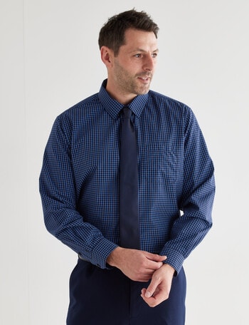 Chisel Formal Check Long Sleeve Shirt, Navy product photo