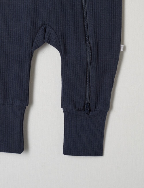 Teeny Weeny Sleep Rib Sleepsuit, Navy product photo View 02 L