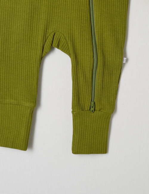 Teeny Weeny Sleep Rib Sleepsuit, Frog Green product photo View 02 L