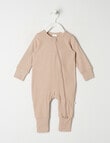 Teeny Weeny Sleep Rib Sleepsuit, Rose Beige product photo