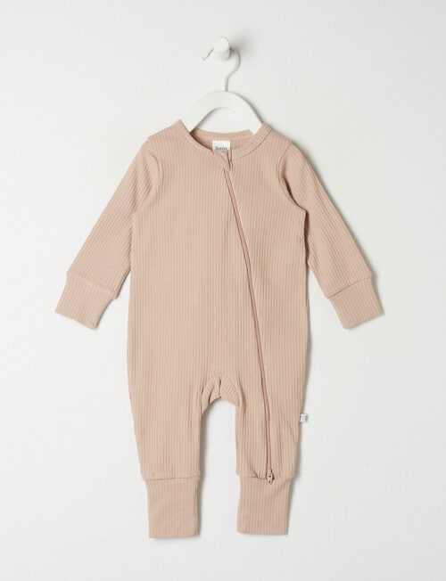 Teeny Weeny Sleep Rib Sleepsuit, Rose Beige product photo