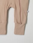 Teeny Weeny Sleep Rib Sleepsuit, Rose Beige product photo View 02 S