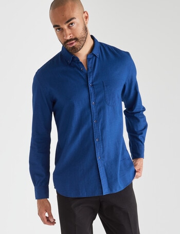 L+L Washed Oxford Button Down Collar Shirt, Indigo product photo