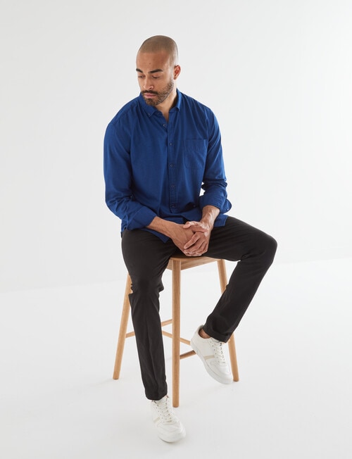 L+L Washed Oxford Button Down Collar Shirt, Indigo product photo View 03 L