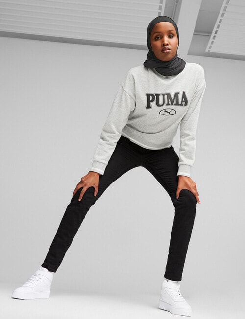 Puma Squad Fleece Crew Sweatshirt, Light Grey Heather product photo View 02 L