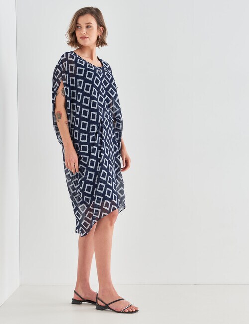 Jigsaw Cascade Tuck Dress , Navy Dresses