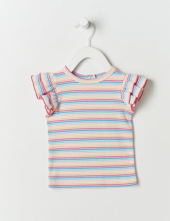 Teeny Weeny Multicolour Striped Tee, Pink product photo