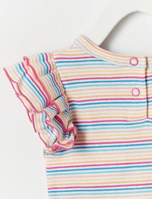 Teeny Weeny Multicolour Striped Tee, Pink product photo View 02 L