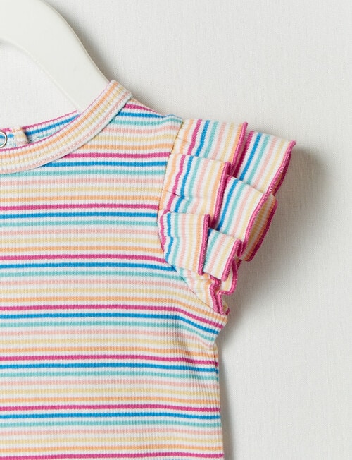 Teeny Weeny Multicolour Striped Tee, Pink product photo View 04 L