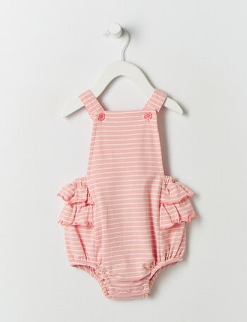 Teeny Weeny Frilled Stripe Romper, Peach product photo