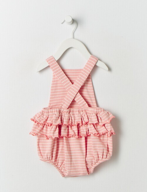 Teeny Weeny Frilled Stripe Romper, Peach product photo View 02 L