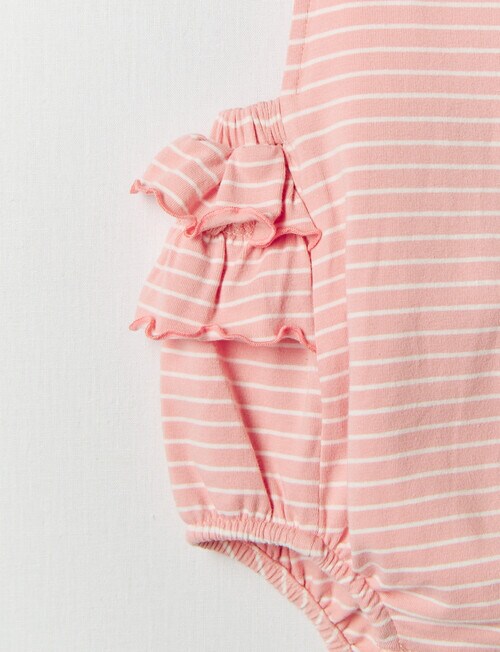 Teeny Weeny Frilled Stripe Romper, Peach product photo View 04 L