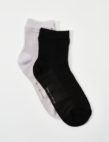 Simon De Winter Half Crew Sock, 2-Pack, Raised Black & Haze product photo