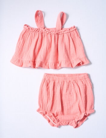 Teeny Weeny In Bloom Top And Bloomer Set, Salmon product photo