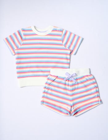 Teeny Weeny In Bloom Striped Tee And Short Set, Purple product photo