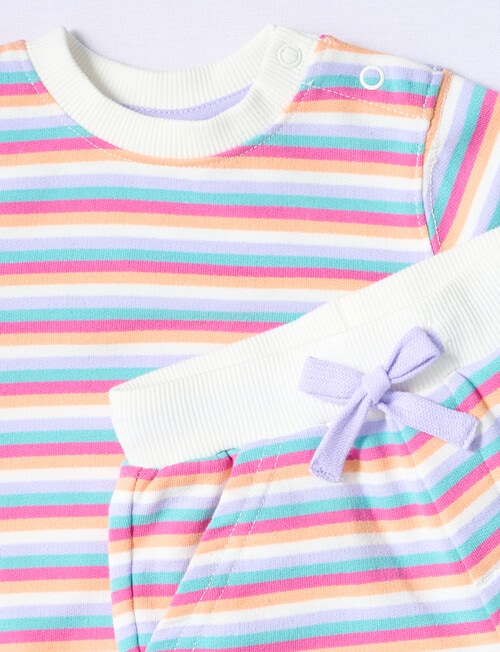 Teeny Weeny In Bloom Striped Tee And Short Set, Purple product photo View 02 L