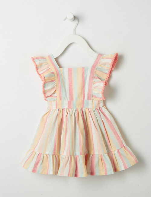 Teeny Weeny In Bloom Frill Striped Pinafore, Peach product photo