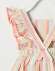 Teeny Weeny In Bloom Frill Striped Pinafore, Peach product photo View 02 S