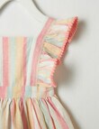 Teeny Weeny In Bloom Frill Striped Pinafore, Peach product photo View 04 S