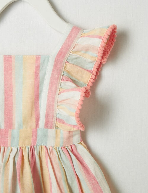 Teeny Weeny In Bloom Frill Striped Pinafore, Peach product photo View 04 L