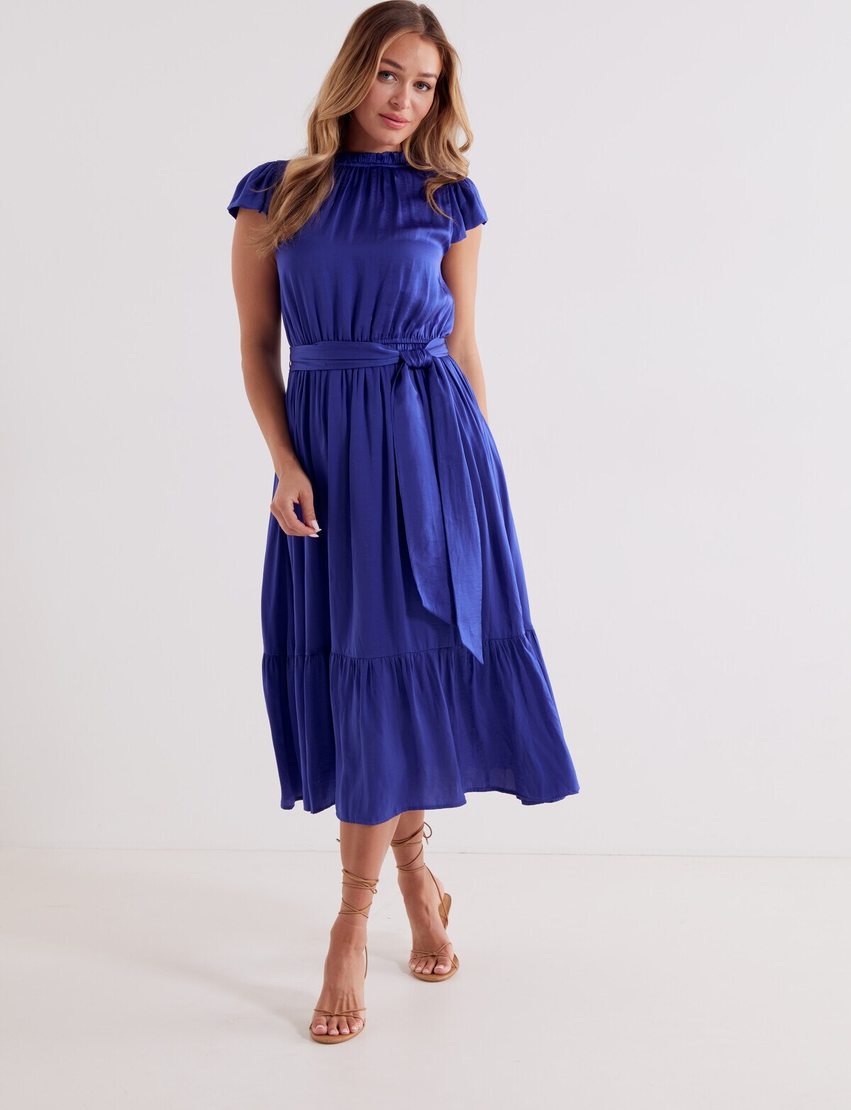 Whistle Frill Neck Dress, Sapphire Dresses