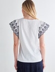 Whistle Embroidered Short Sleeve Tee, White & Navy product photo View 02 S
