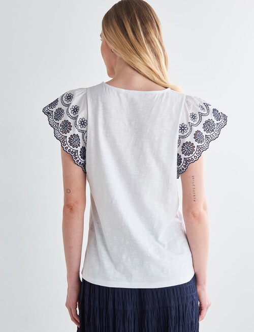 Whistle Embroidered Short Sleeve Tee, White & Navy product photo View 02 L