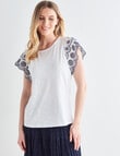 Whistle Embroidered Short Sleeve Tee, White & Navy product photo View 05 S