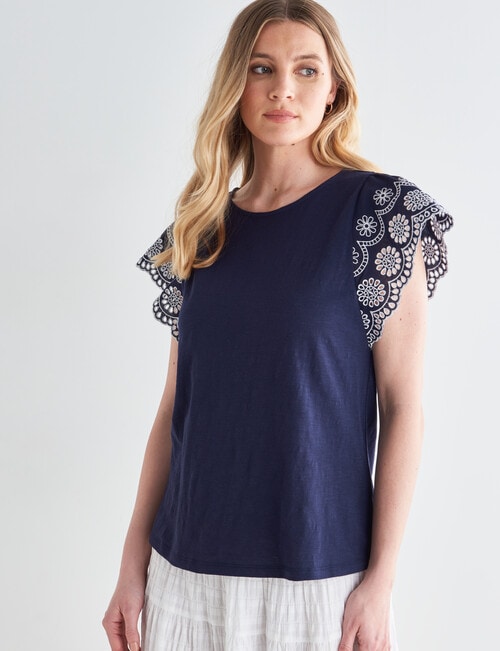 Whistle Embroidered Short Sleeve Tee, Navy & White product photo