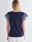 Whistle Embroidered Short Sleeve Tee, Navy & White product photo View 02 S