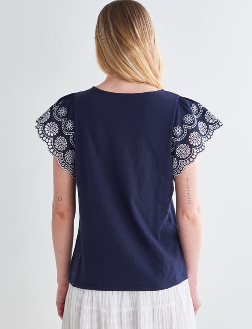 Whistle Embroidered Short Sleeve Tee, Navy & White product photo View 02 L