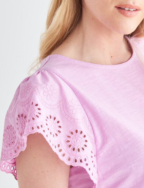 Whistle Embroidered Short Sleeve Tee, Pink product photo View 04 L
