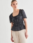 Mineral Gia Woven Top, Black Stone Print product photo View 05 S