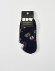 Simon De Winter Liner Sock, 3-Pack, Ladybug Navy, Pink & Ivory product photo View 02 S